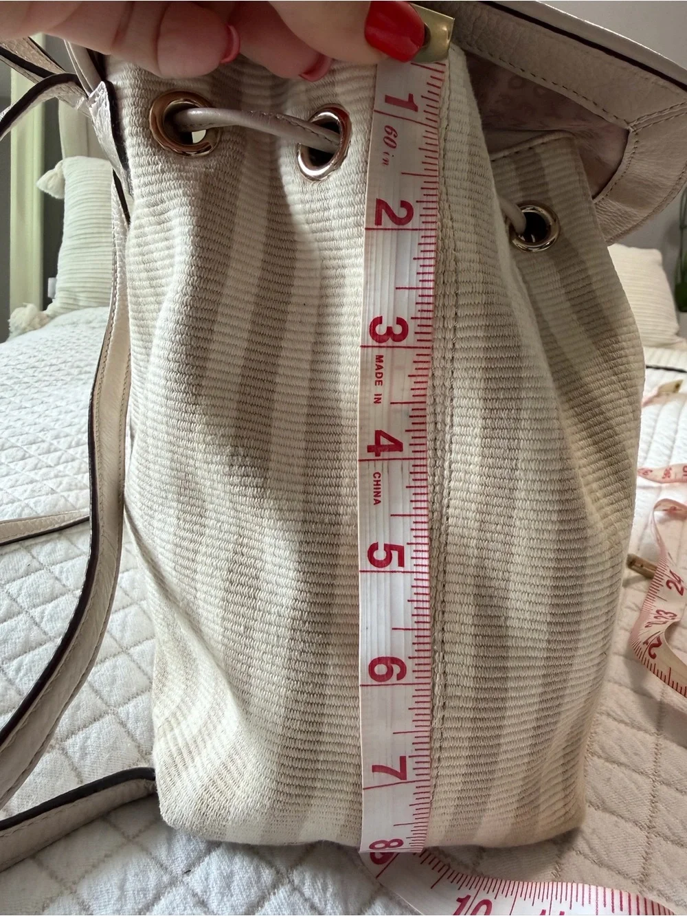kate spade Cream and Beige Striped Mini Backpack